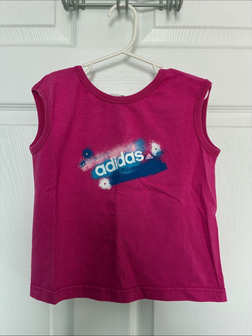 adidas Girls' Fuchsia Tank Top with Blue Logo